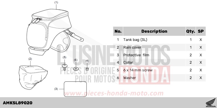 KIT,TANK BAG(3L) de Hornet 750 DEGITAL SILVER METALLIC (NHA30) 2025